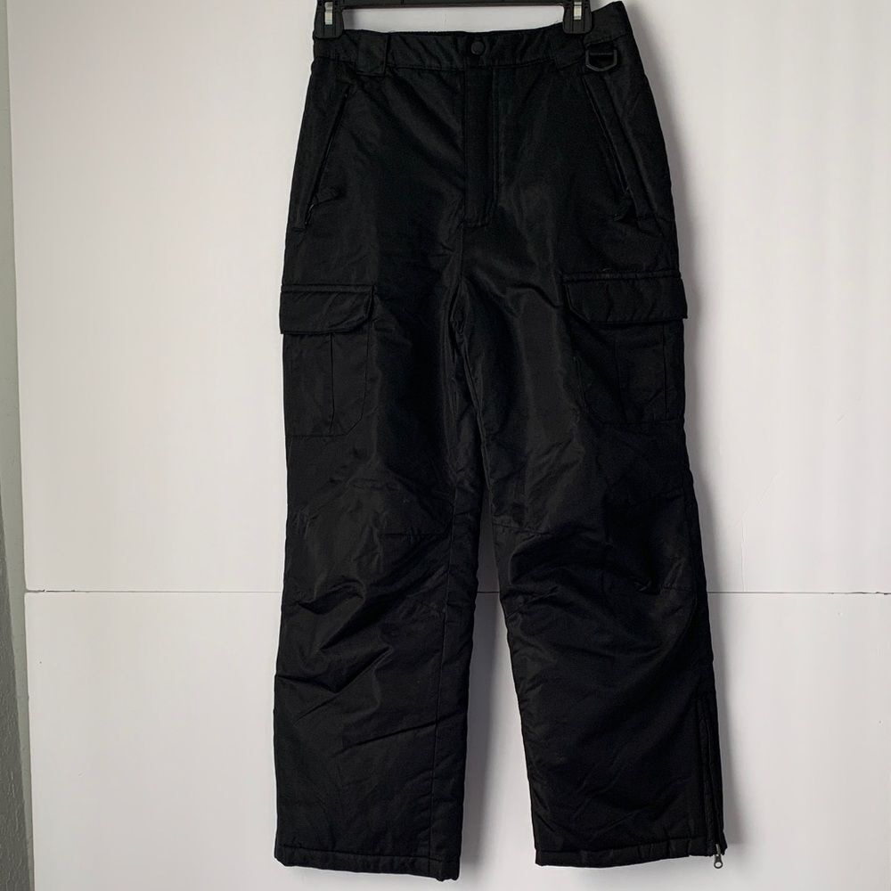 Arctic Quest Kids Black Ski-Snowboard Elastic Waist Back Side Pants Size M/12-14